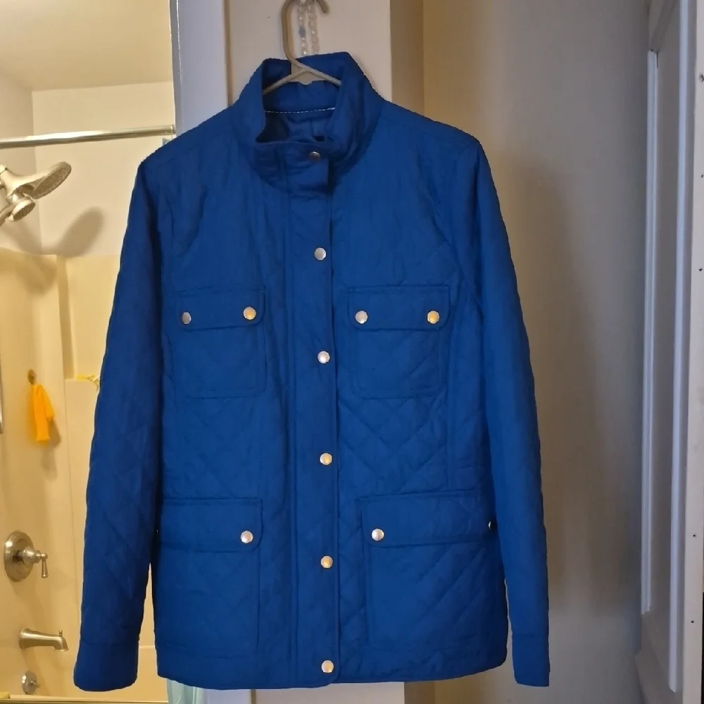 TALBOTS  Quilted Lightweight Barn Jacket Cobalt Blue Sz M